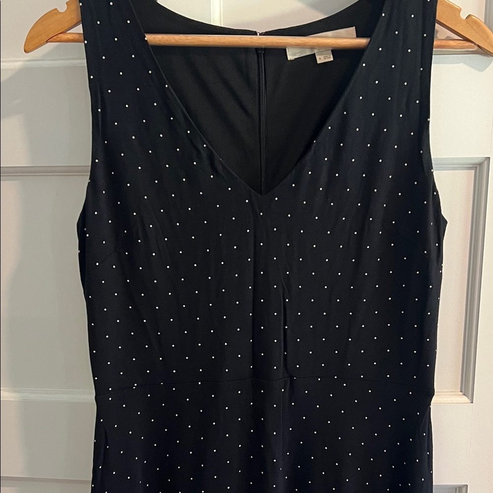 LOFT Black Sleeveless Dress with White Dots Boden style